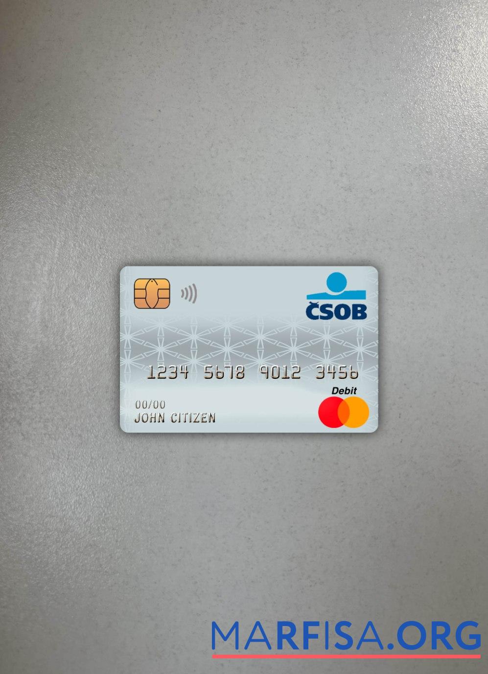 Downloadable Czech republic ceskoslovenská obchodní bank master debit card photolook front template